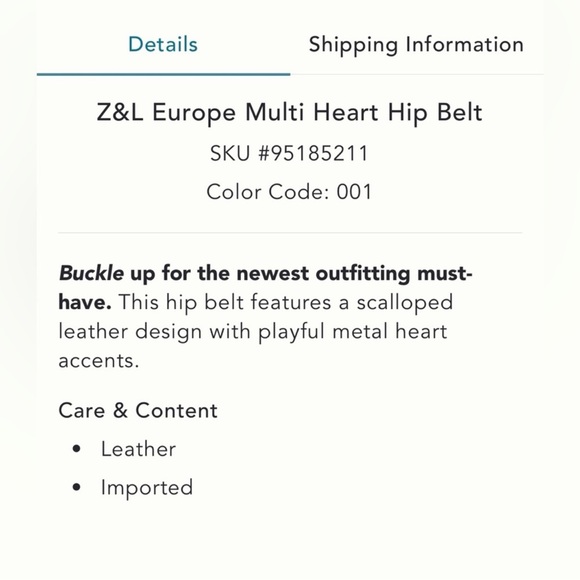 Anthropologie Z&L Europe multi heart hip belt size - Picture 4 of 8